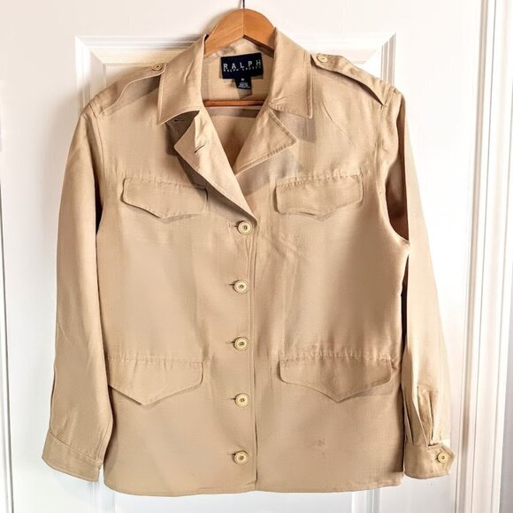 Vintage Ralph Lauren Blue Label Silk Long Sleeve Shirt Jacket - Picture 1 of 8